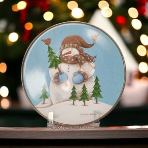 CasaModa Christmas Santa Cookie Plate Snowman Diane Arthurs Evergreen Ernie